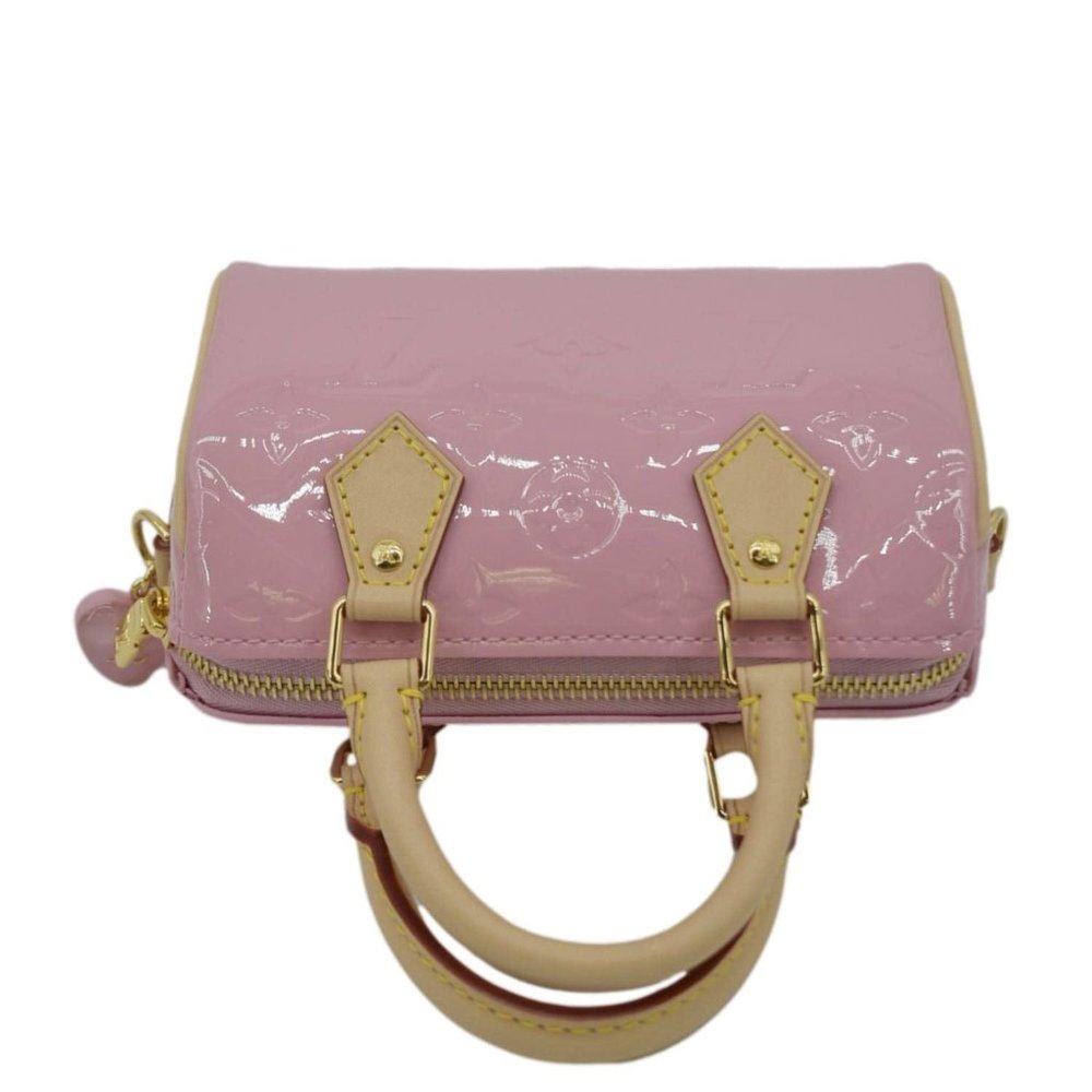 LOUIS VUITTON Nano Speedy Monogram Vernis Crossbody Bag Light Pink - Picture 5 of 11